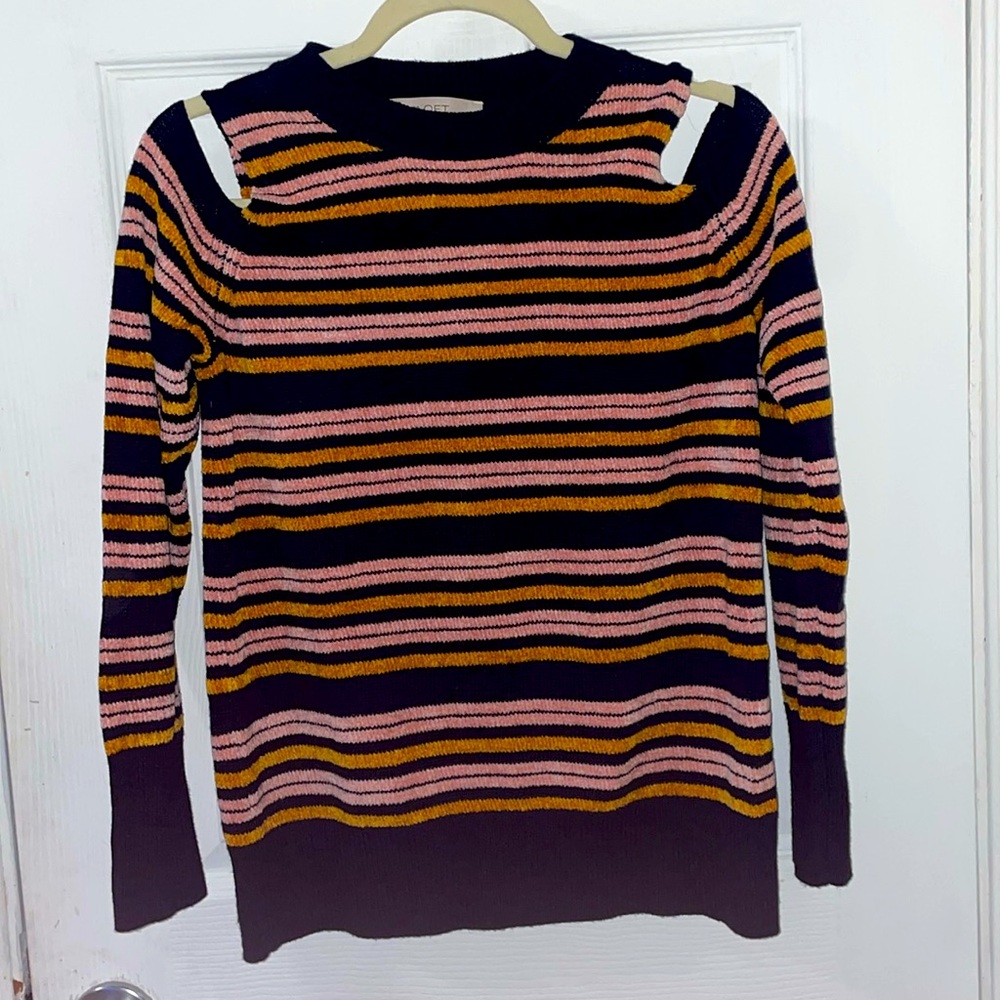 Loft Stripped Cold Shoulder Sweater